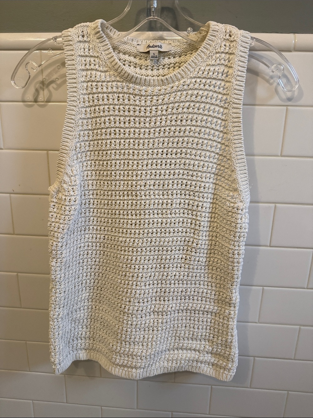 Madewell Cream Cropped Crochet Tank
